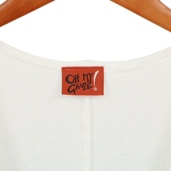 Oh My Gauze! Brad Vest Cotton White Sleeveless Asymmetrical Lagenlook Tunic O/S - Picture 5 of 6